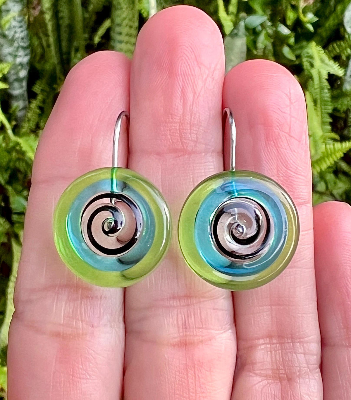 Glass Swirl Disc Earrings