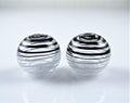 Black and White Swirl Hollow Bead Pair
