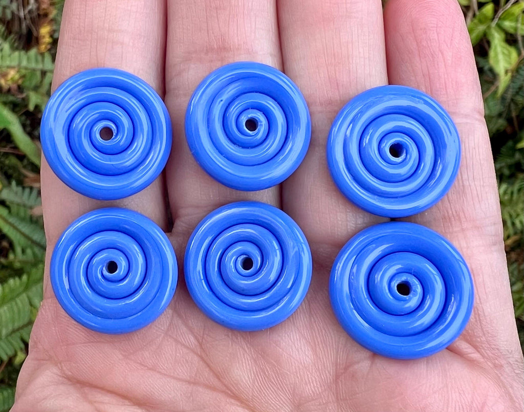 Dark Periwinkle Blue Regular Size Lampwork Glass Disc Beads