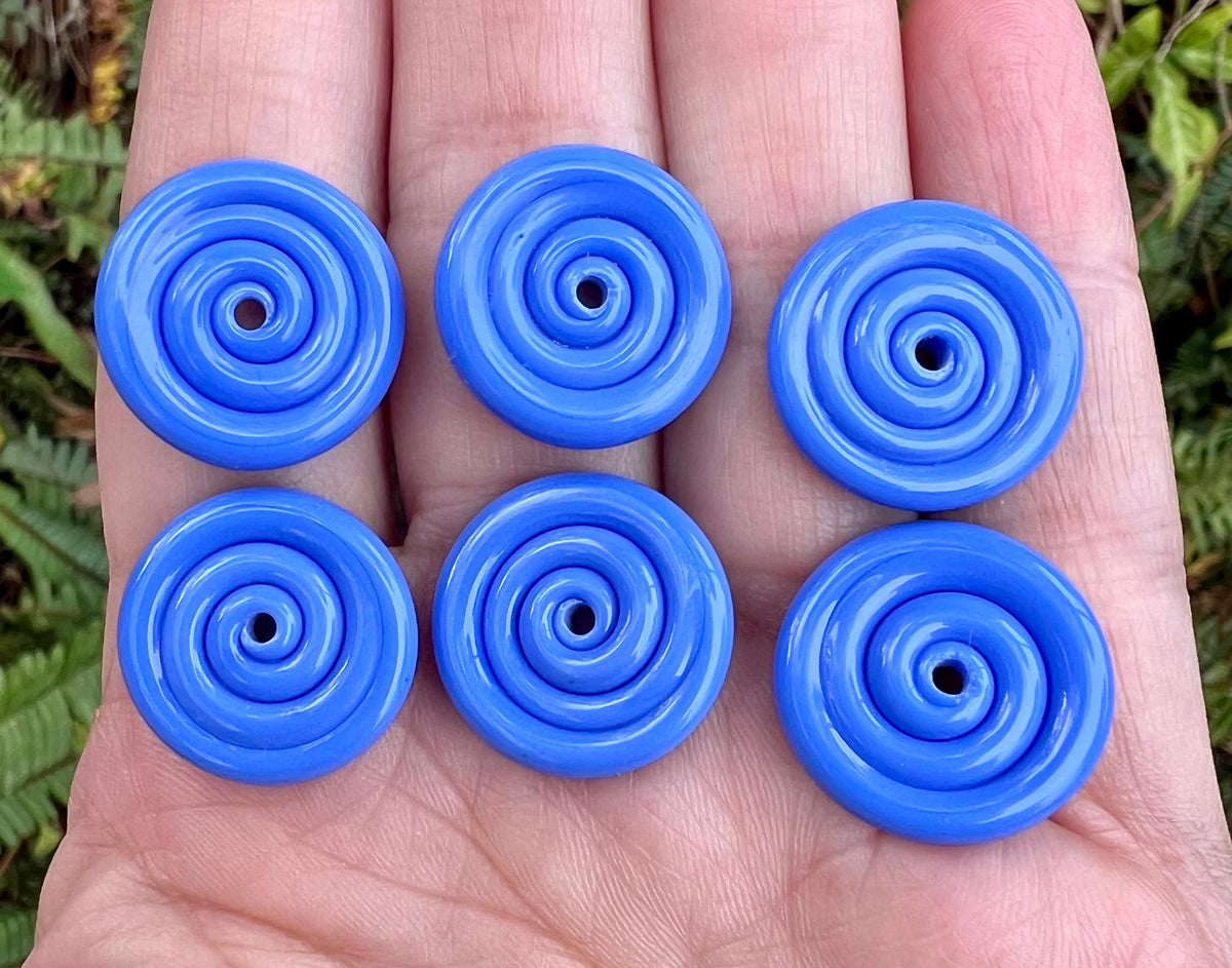 Dark Periwinkle Blue Regular Size Lampwork Glass Disc Beads