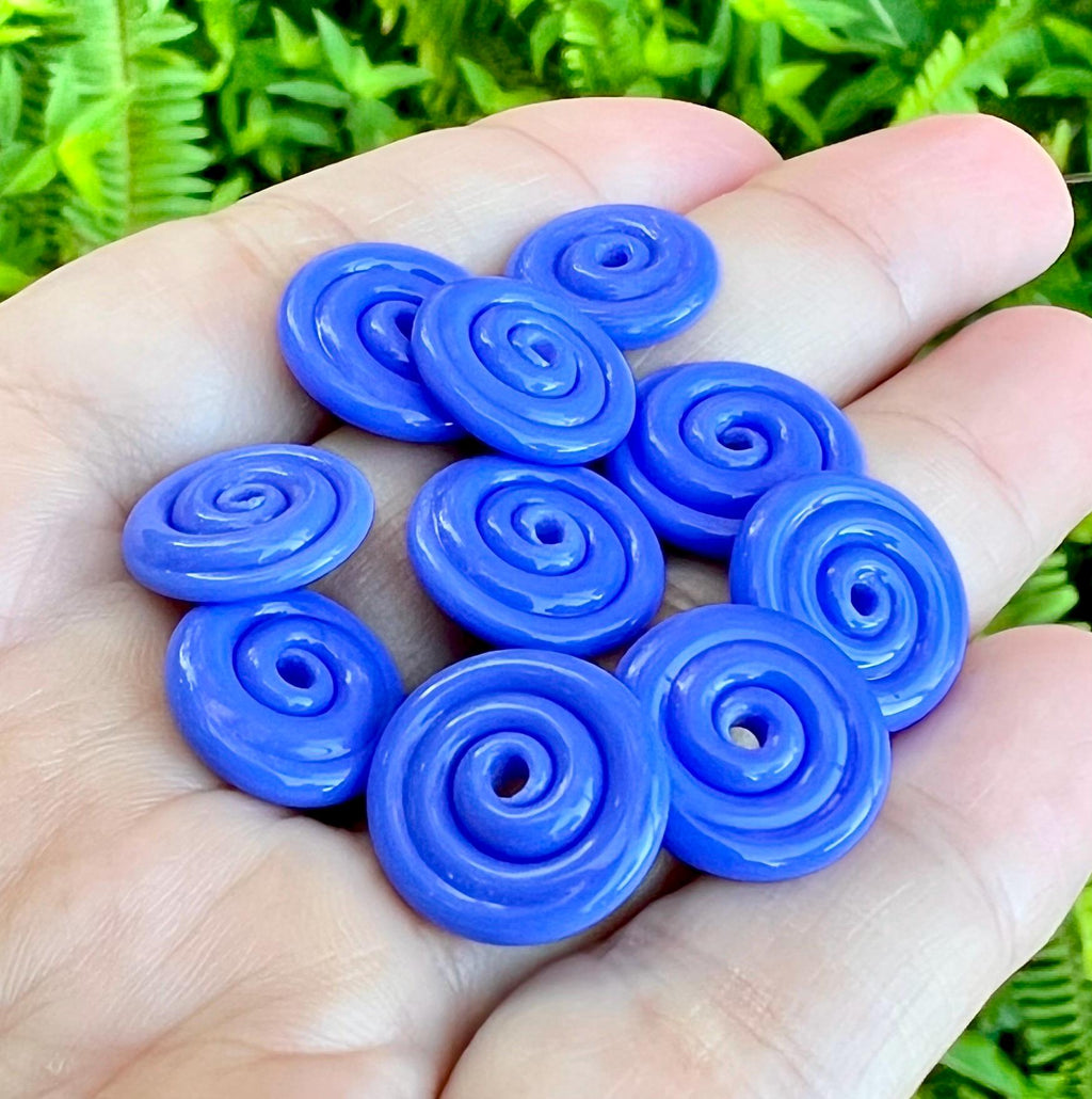 Dark Periwinkle Blue Small Lampwork Glass Disc Beads