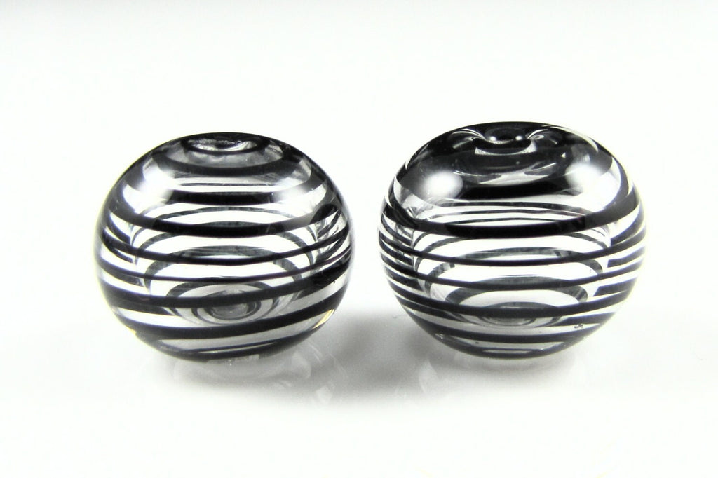 Black and Clear Swirls Lampwork Glass Bead Pairs
