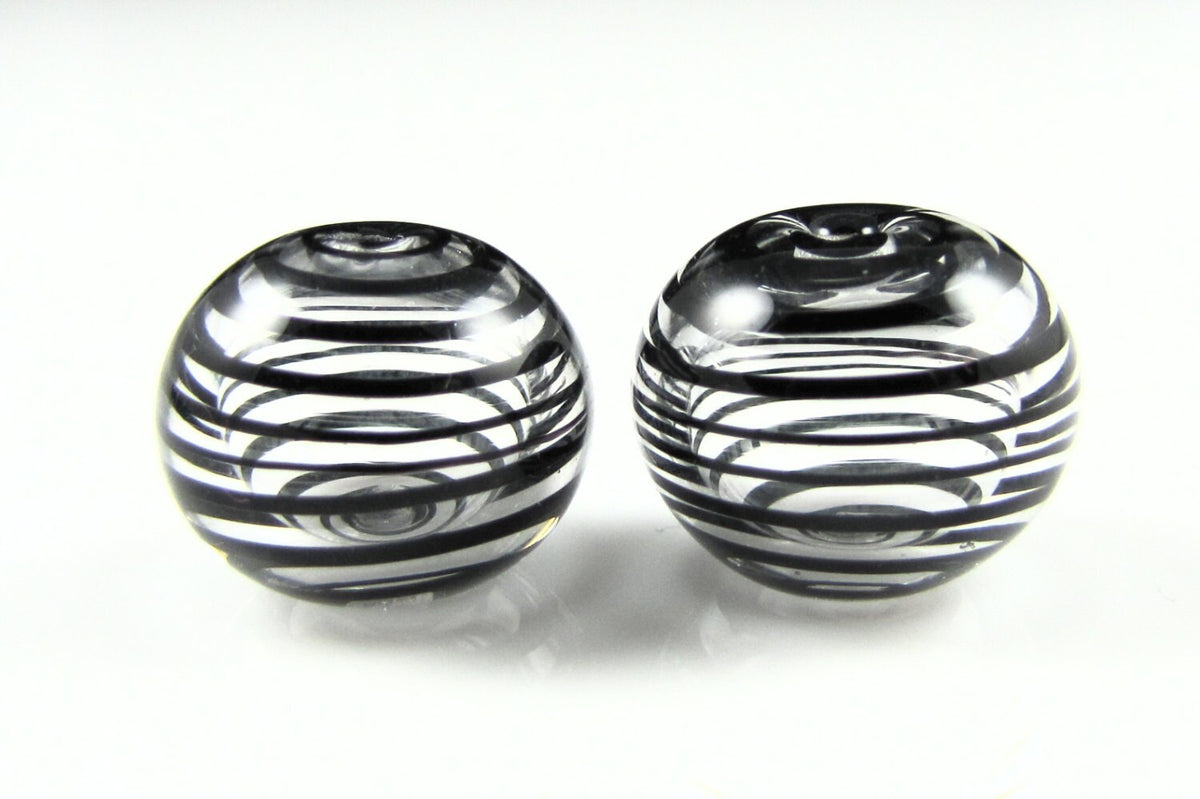 Black and Clear Swirls Lampwork Glass Bead Pairs