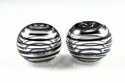 Black and Clear Swirls Lampwork Glass Bead Pairs