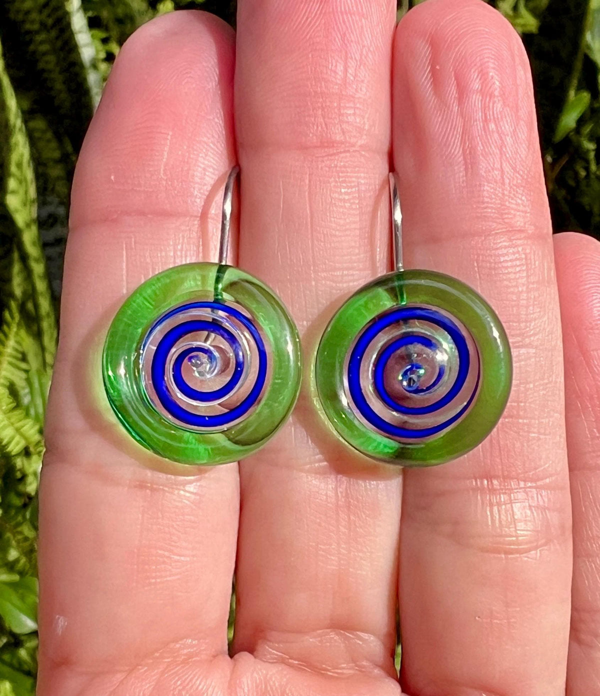 Glass Swirl  Disc Earrings