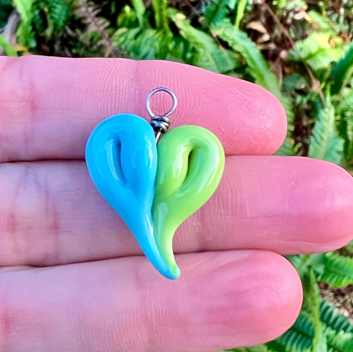 Two-Tone Heart Lampwork Glass Charm