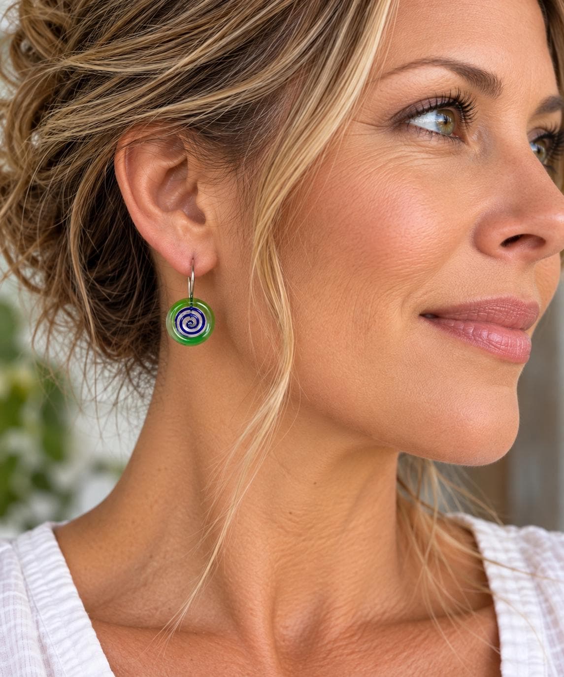 Glass Swirl  Disc Earrings