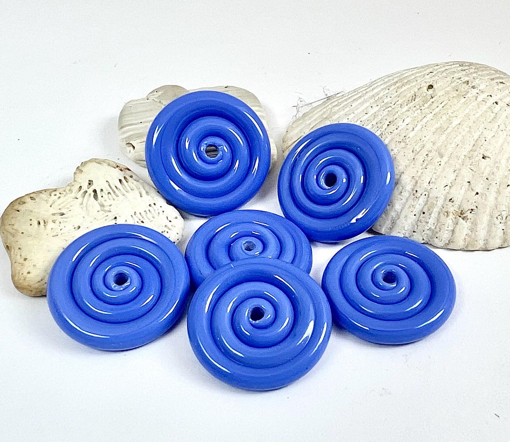 Dark Periwinkle Blue Regular Size Lampwork Glass Disc Beads