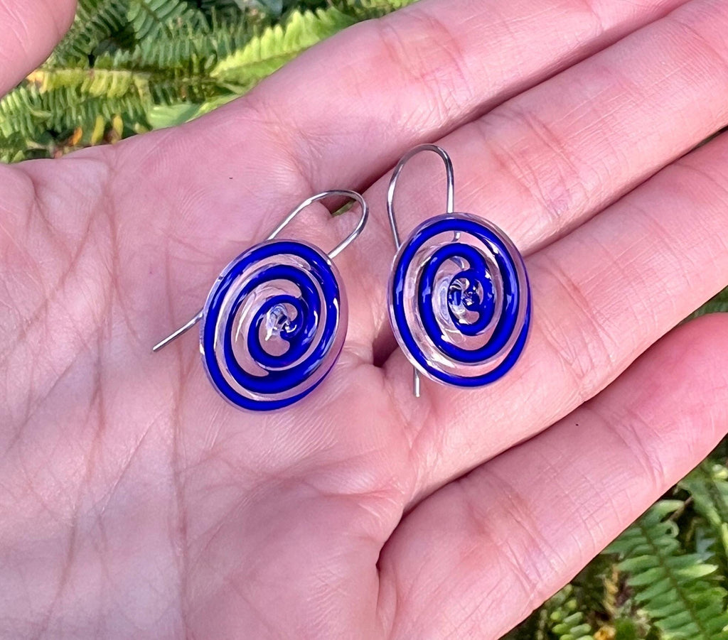 Blue Swirl Glass Earrings