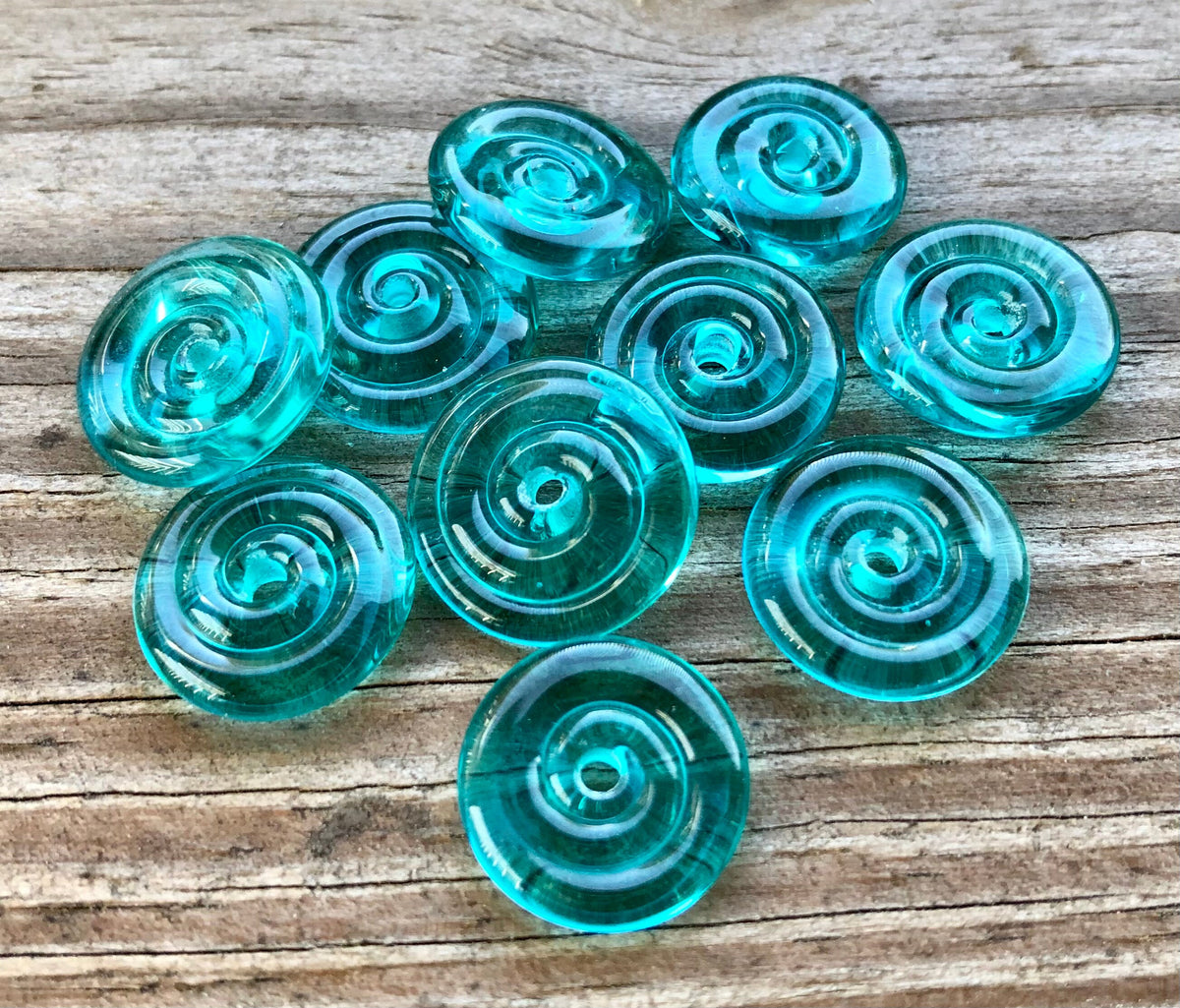Teal Small Lampwork Glass Spacer Disc Beads