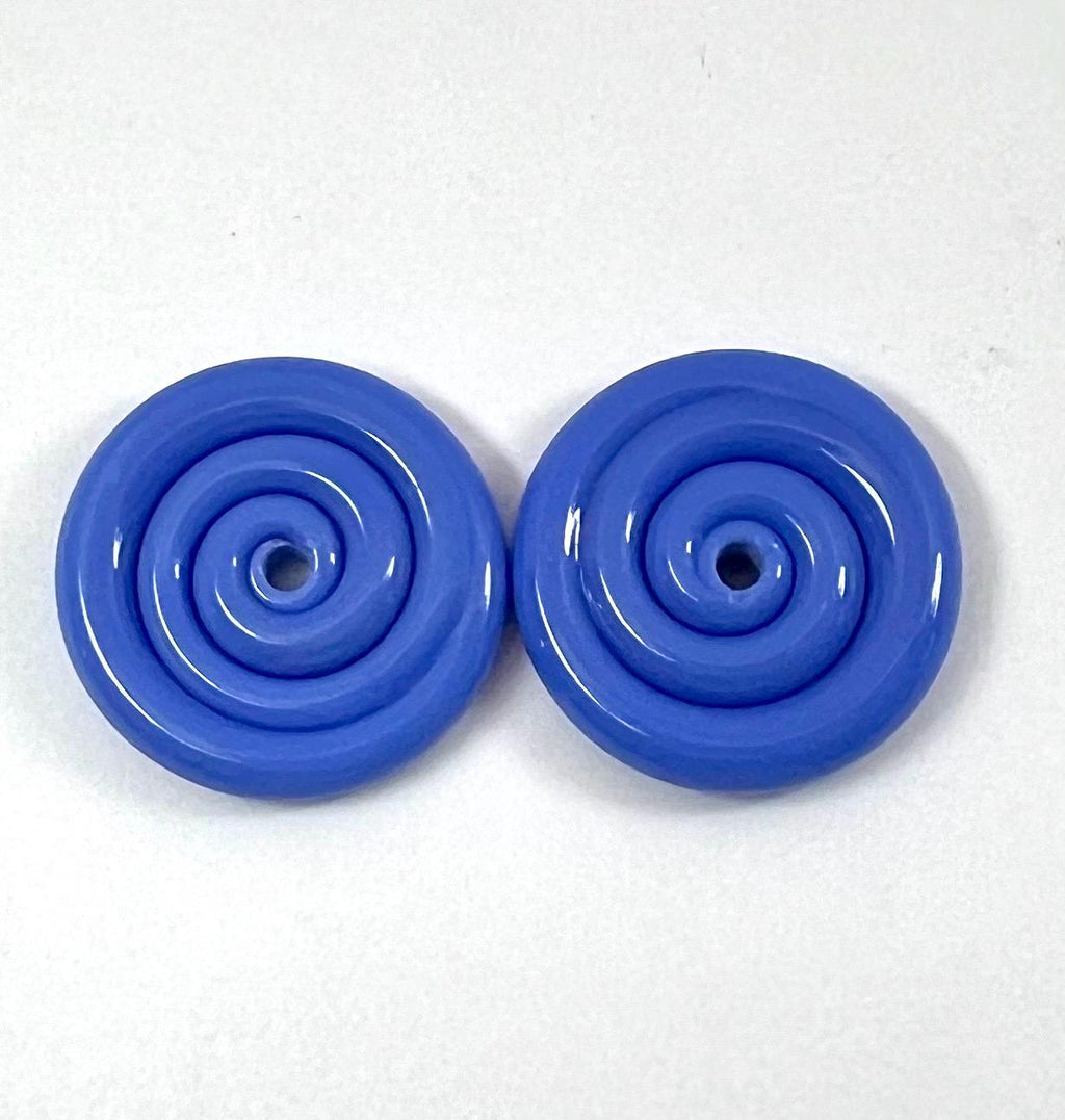 Dark Periwinkle Blue Regular Size Lampwork Glass Disc Beads