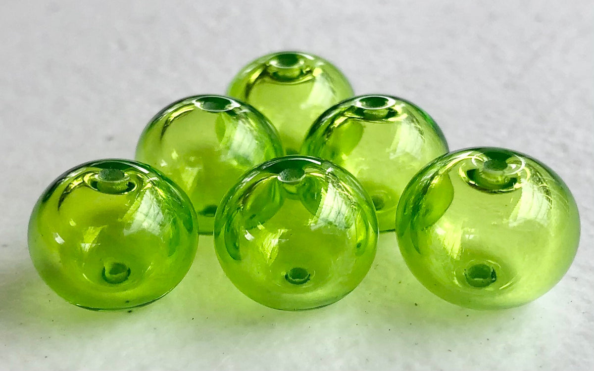 Lime Transparent Glass Hollow Bead Set
