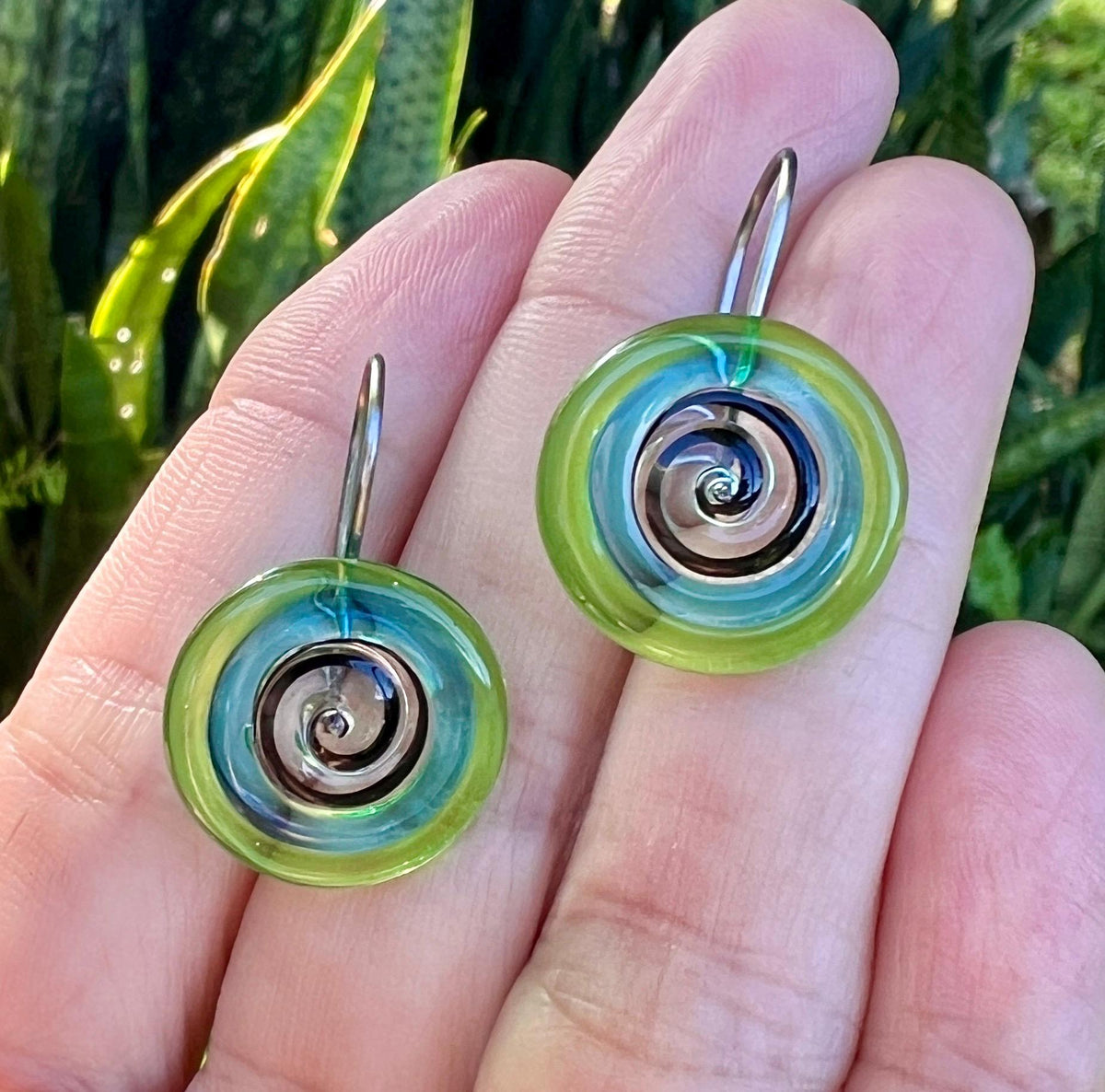 Glass Swirl Disc Earrings