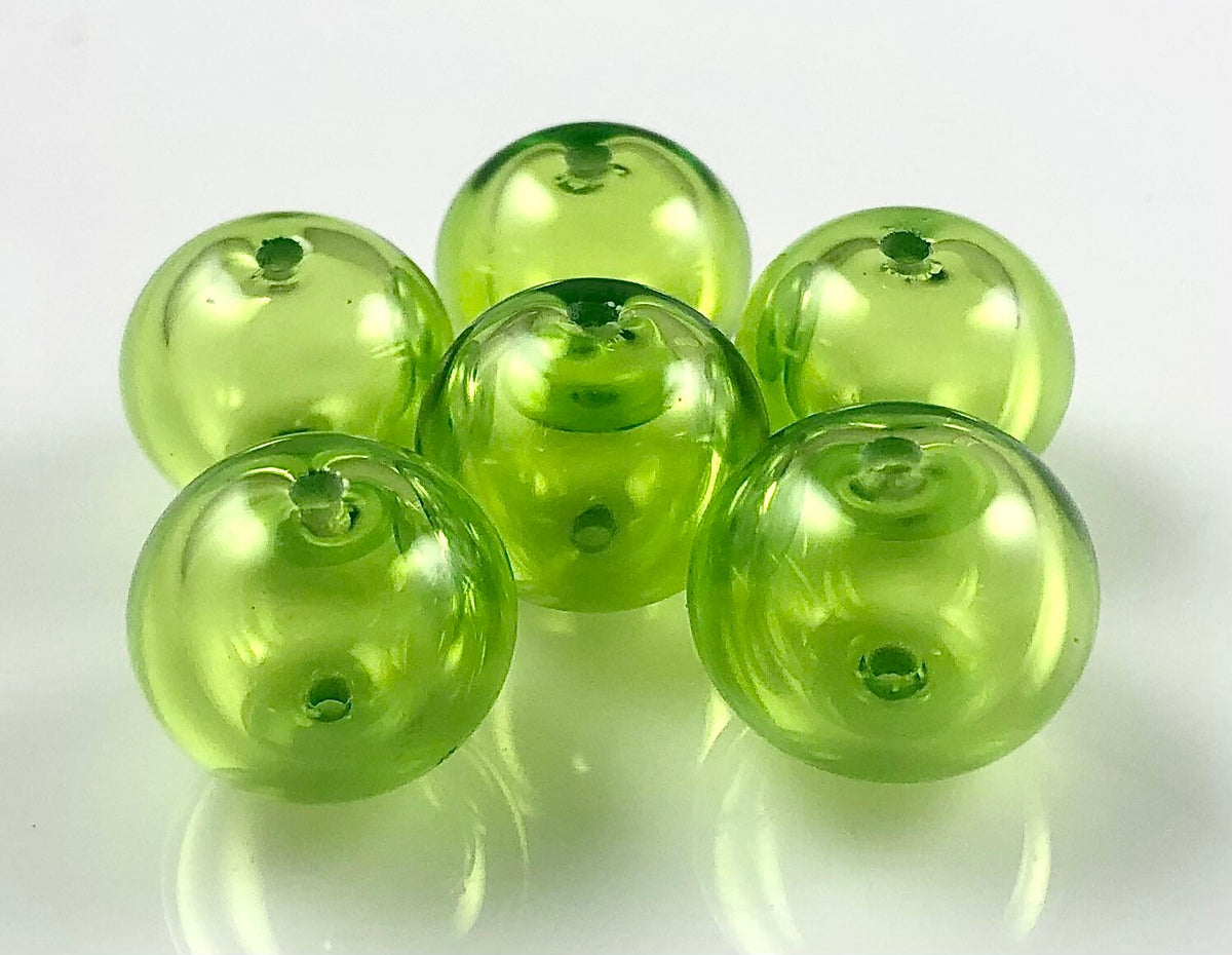 Lime Transparent Glass Hollow Bead Set
