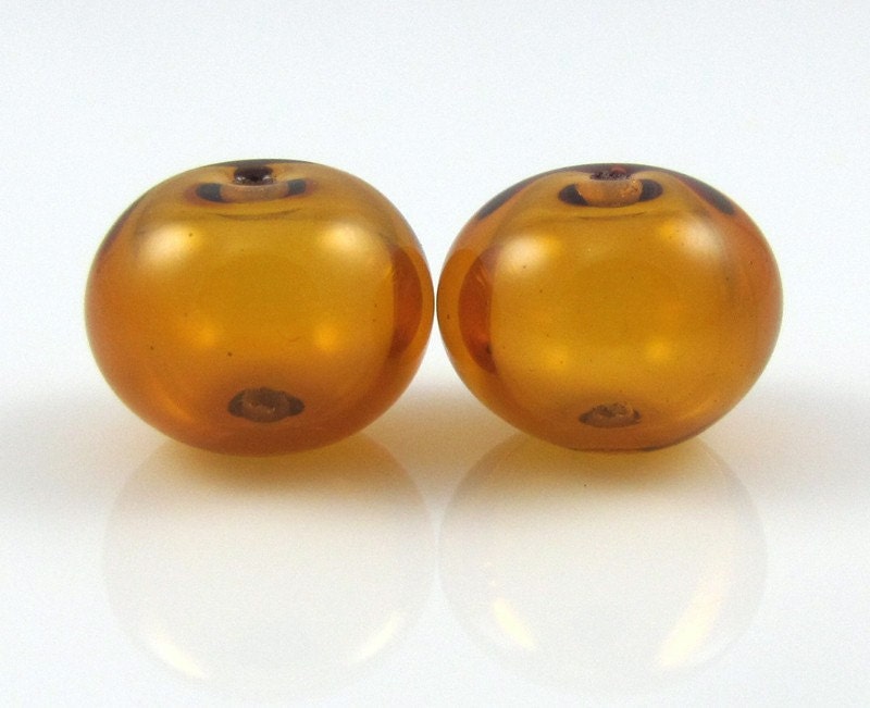 Topaz Amber Hollow Bead Pair