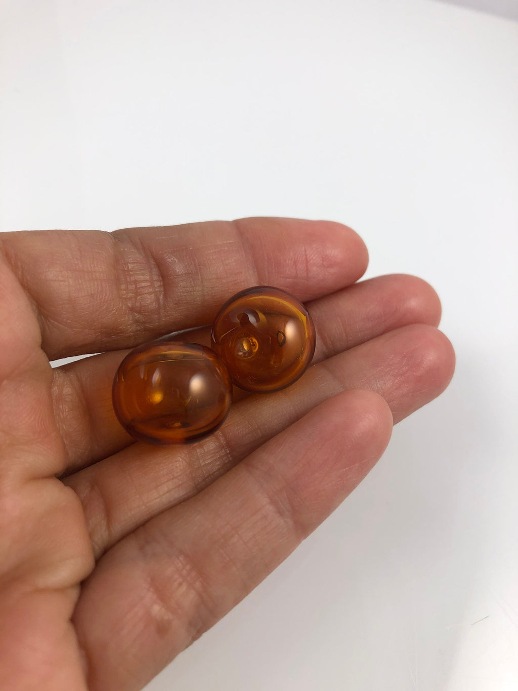 Topaz Amber Hollow Bead Pair