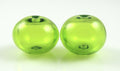 Green Lampwork Glass Hollow Bead Pair