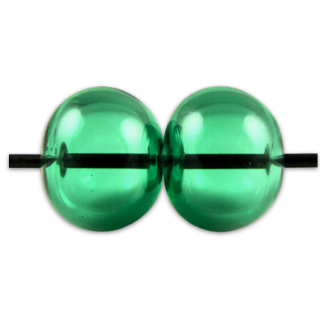 Emerald Green Glass Hollow Bead Pair