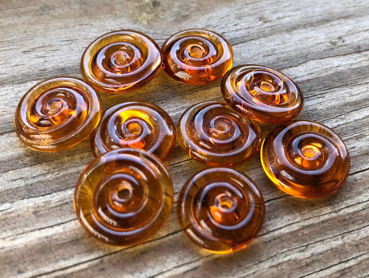 Topaz Small Lampwork Glass Disc Beads