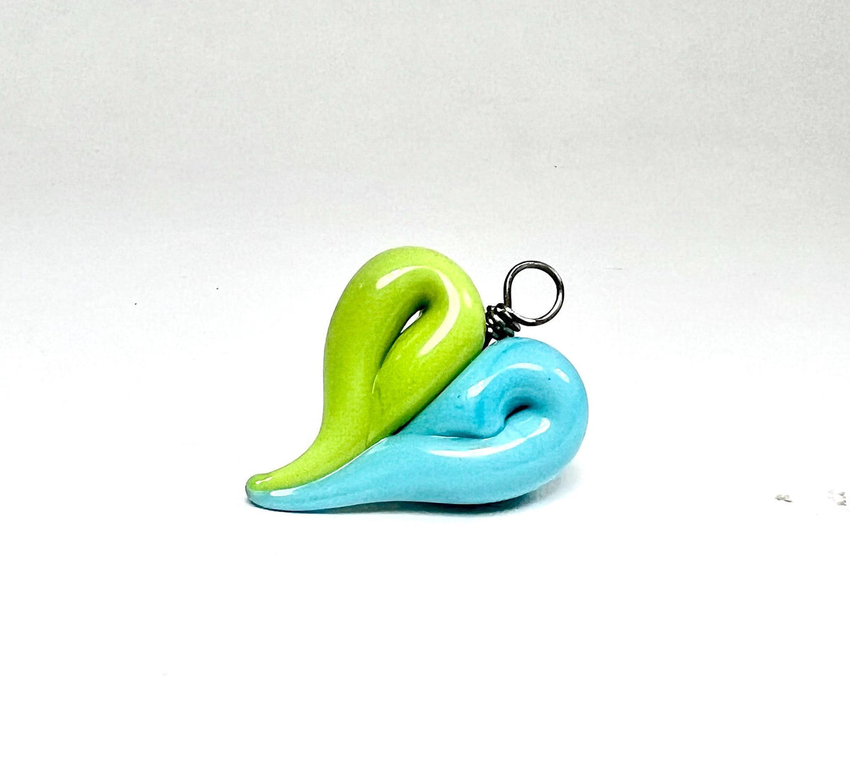 Two-Tone Heart Lampwork Glass Charm