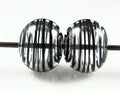 Black and Clear Swirls Lampwork Glass Bead Pairs