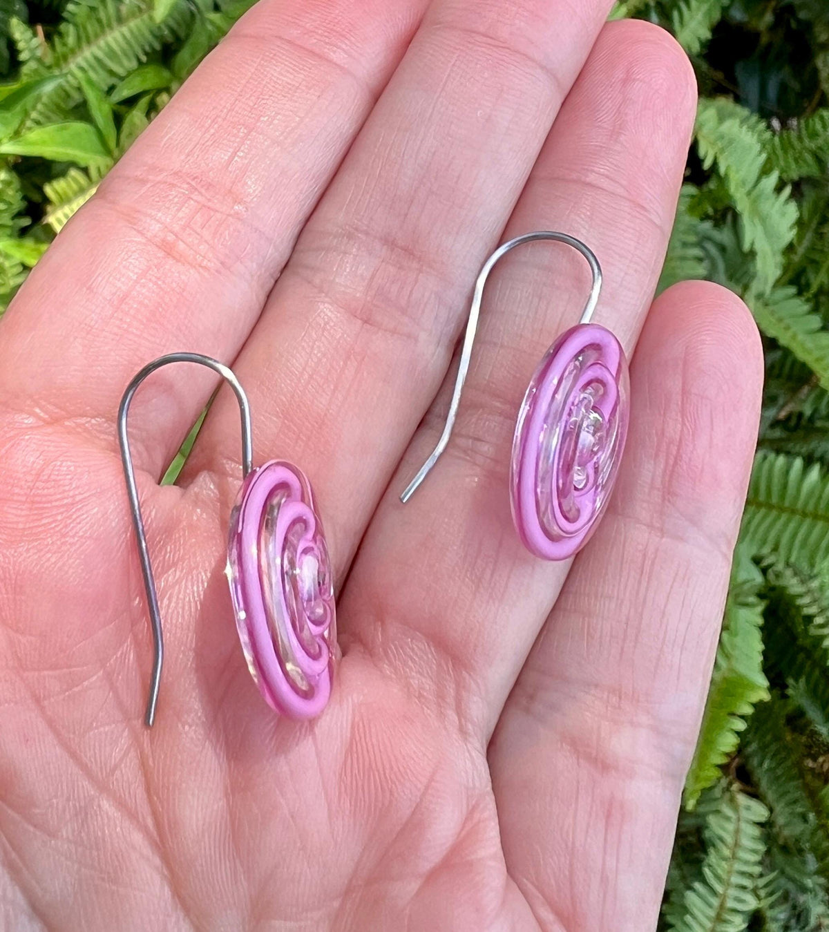 Pink Swirl Glass Earrings