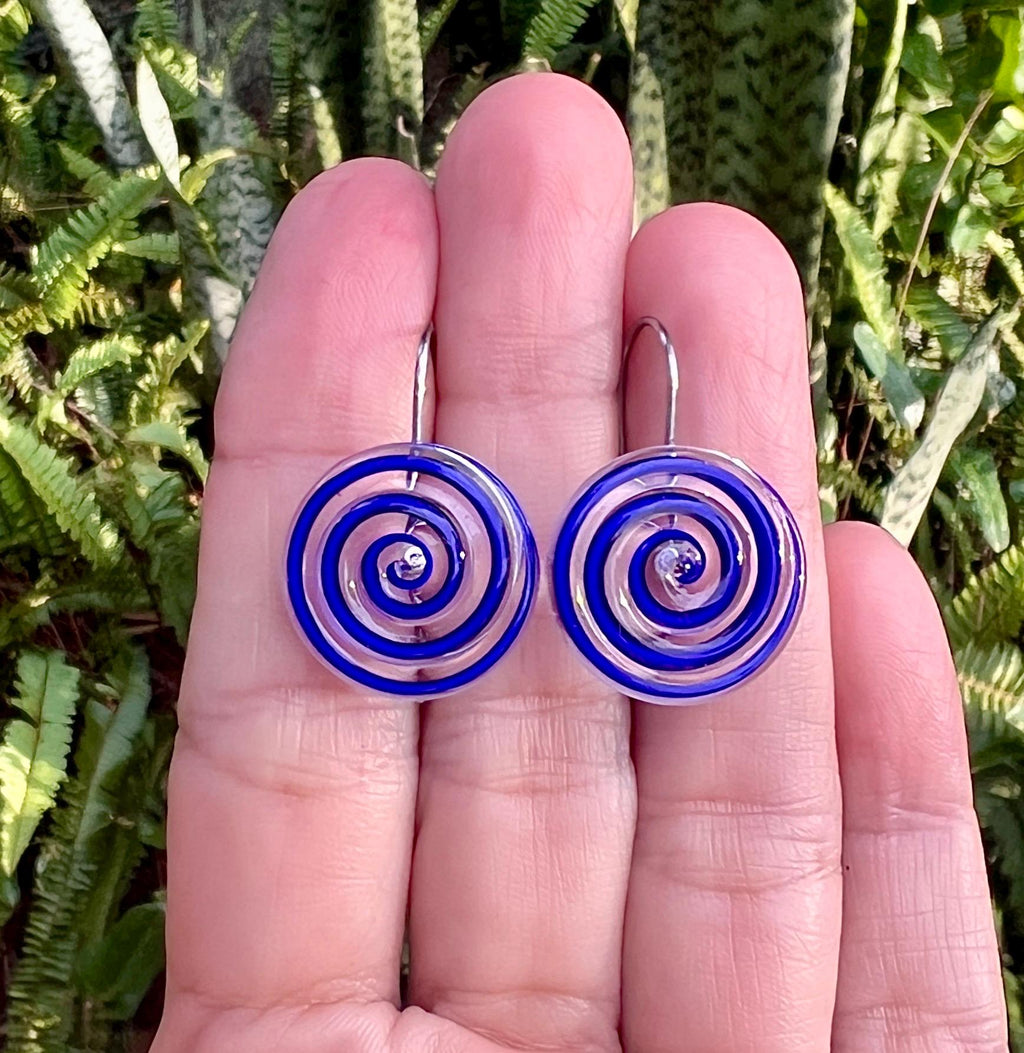Blue Swirl Glass Earrings