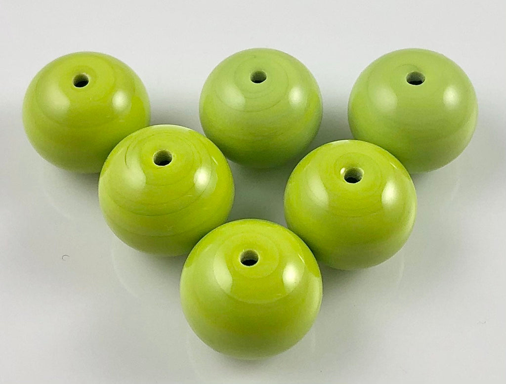 Pea Green Opaque Glass Hollow Bead Set