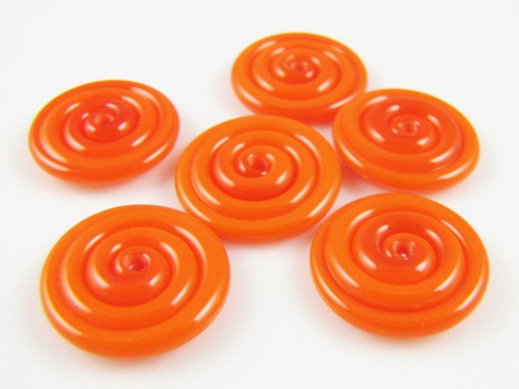 Opaque Orange Lampwork Glass Disc Beads