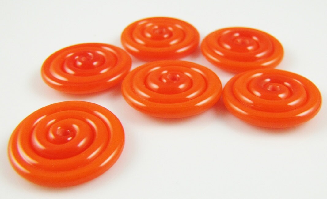 Opaque Orange Lampwork Glass Disc Beads