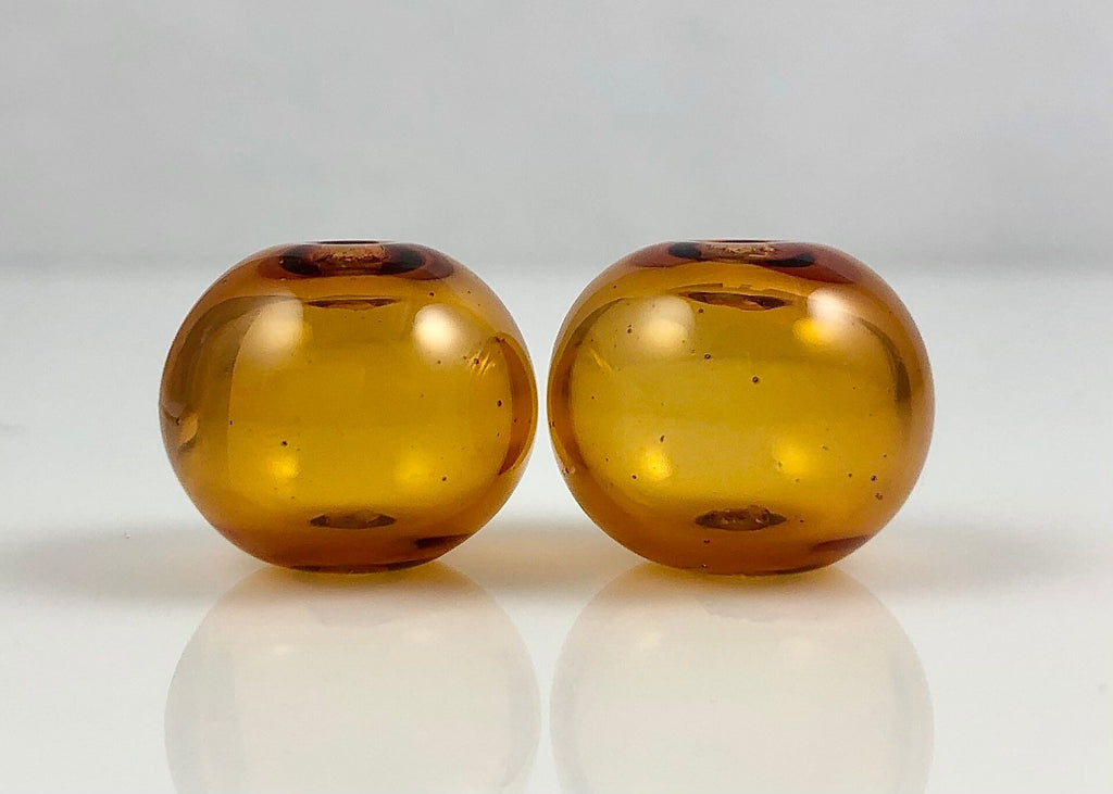 Topaz Amber Hollow Bead Pair