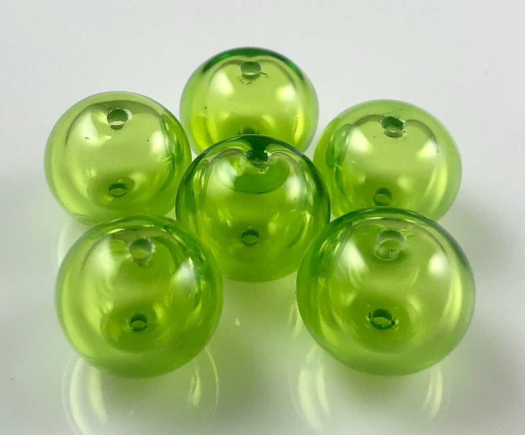 Lime Transparent Glass Hollow Bead Set