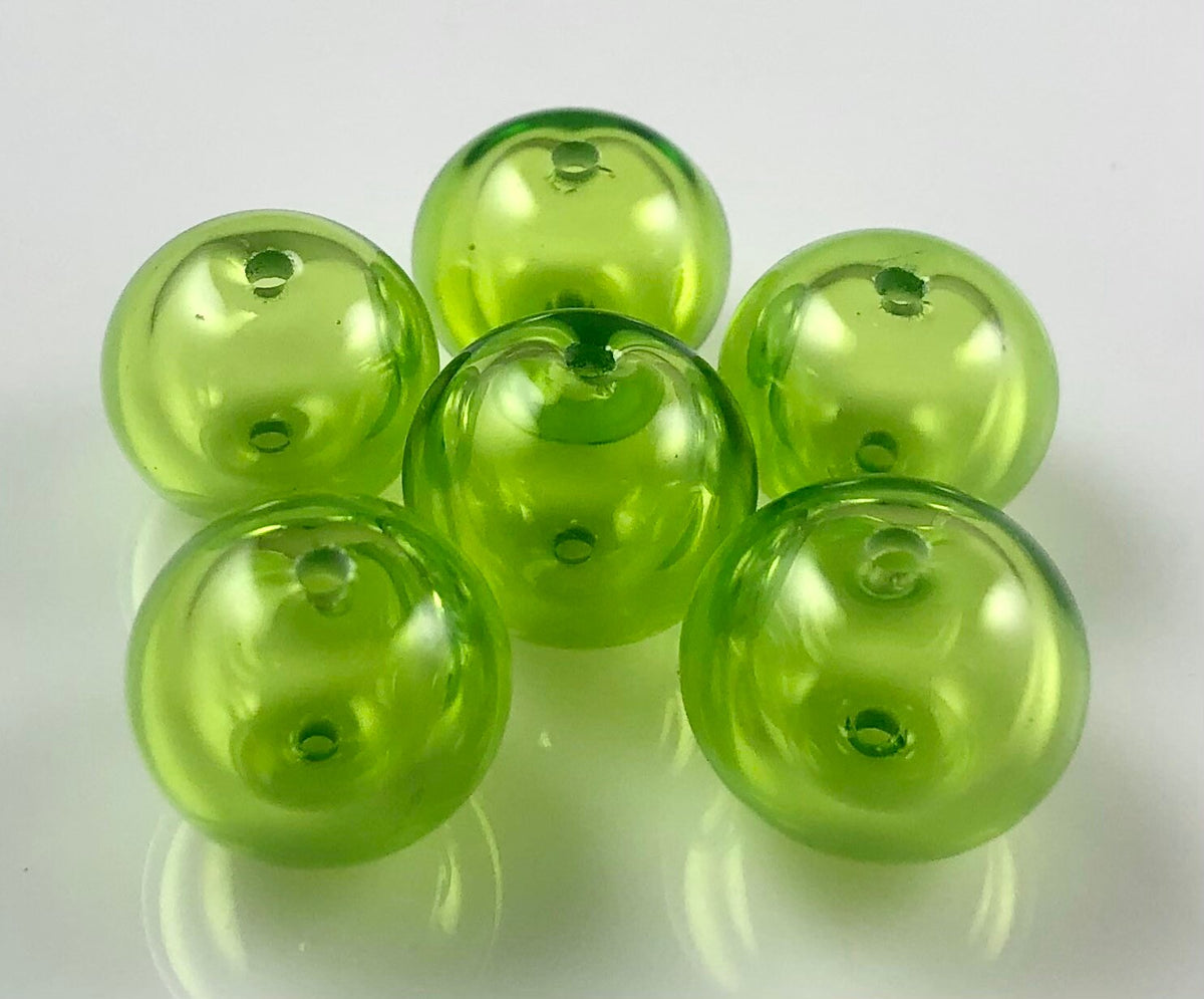 Lime Transparent Glass Hollow Bead Set