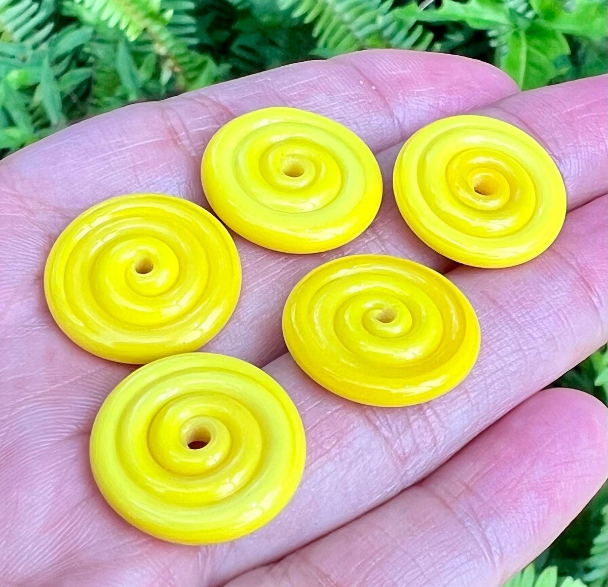Lemon Yellow Lampwork Glass Disc Beads