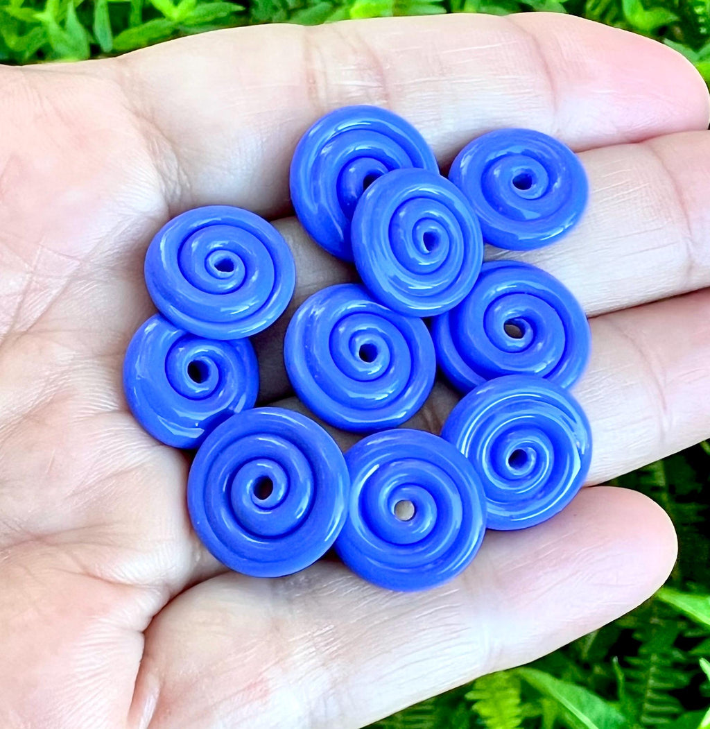 Dark Periwinkle Blue Small Lampwork Glass Disc Beads