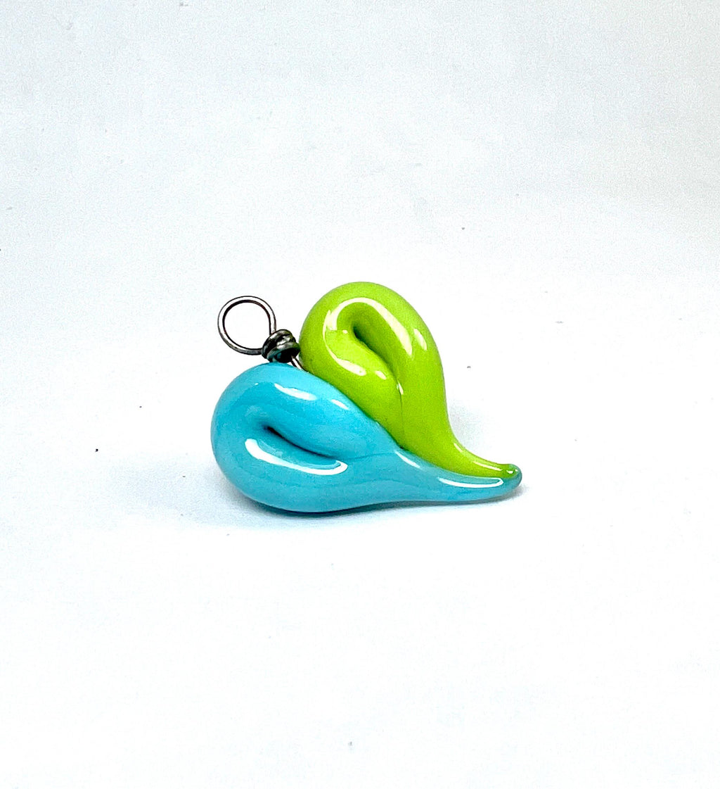 Two-Tone Heart Lampwork Glass Charm