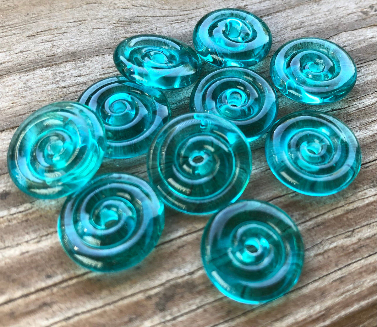 Teal Small Lampwork Glass Spacer Disc Beads