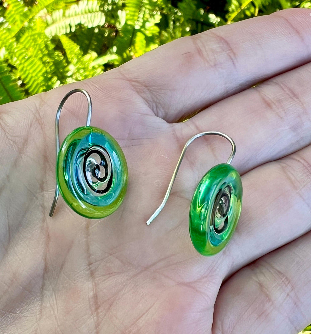 Glass Swirl Disc Earrings
