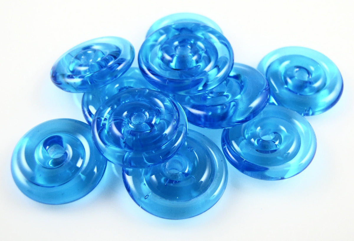 Aqua Small Lampwork Glass Spacer Disc Beads