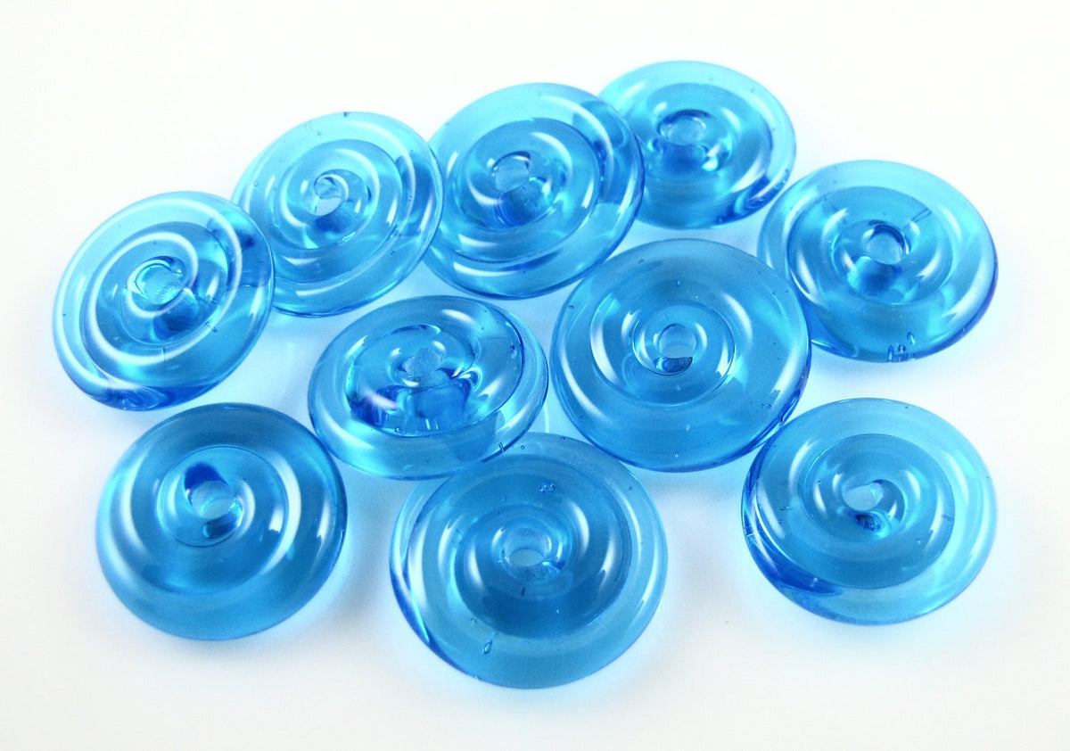 Aqua Small Lampwork Glass Spacer Disc Beads