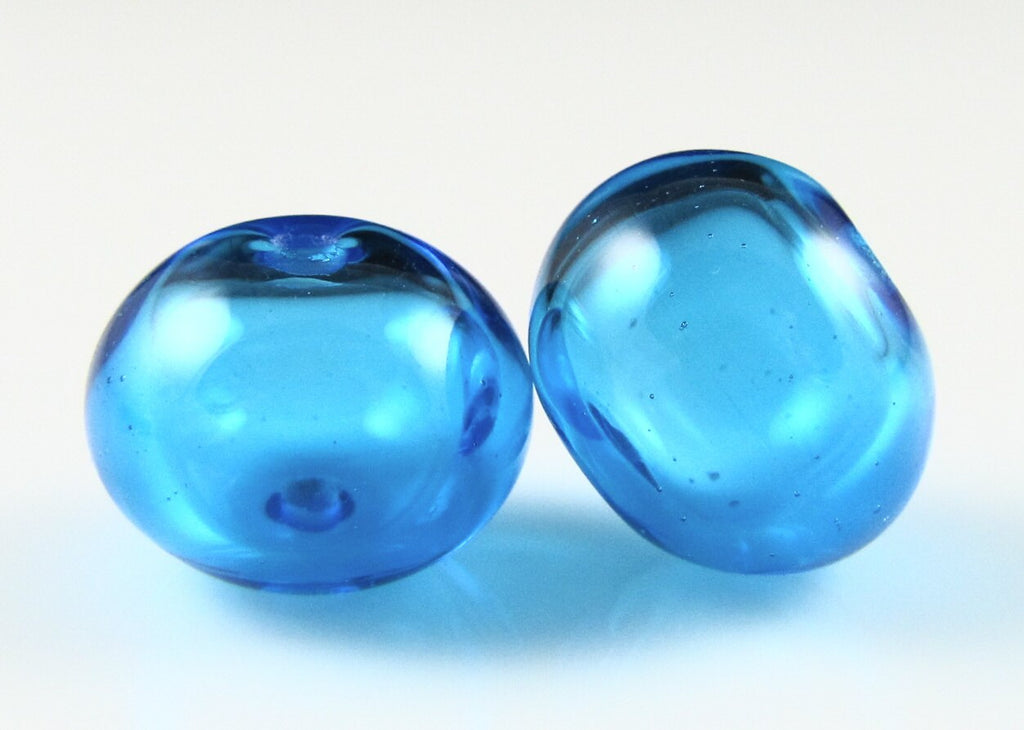 Aqua Hollow Glass Bead Pairs