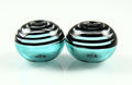 Teal Black Glass Swirls Lampwork Bead Pairs