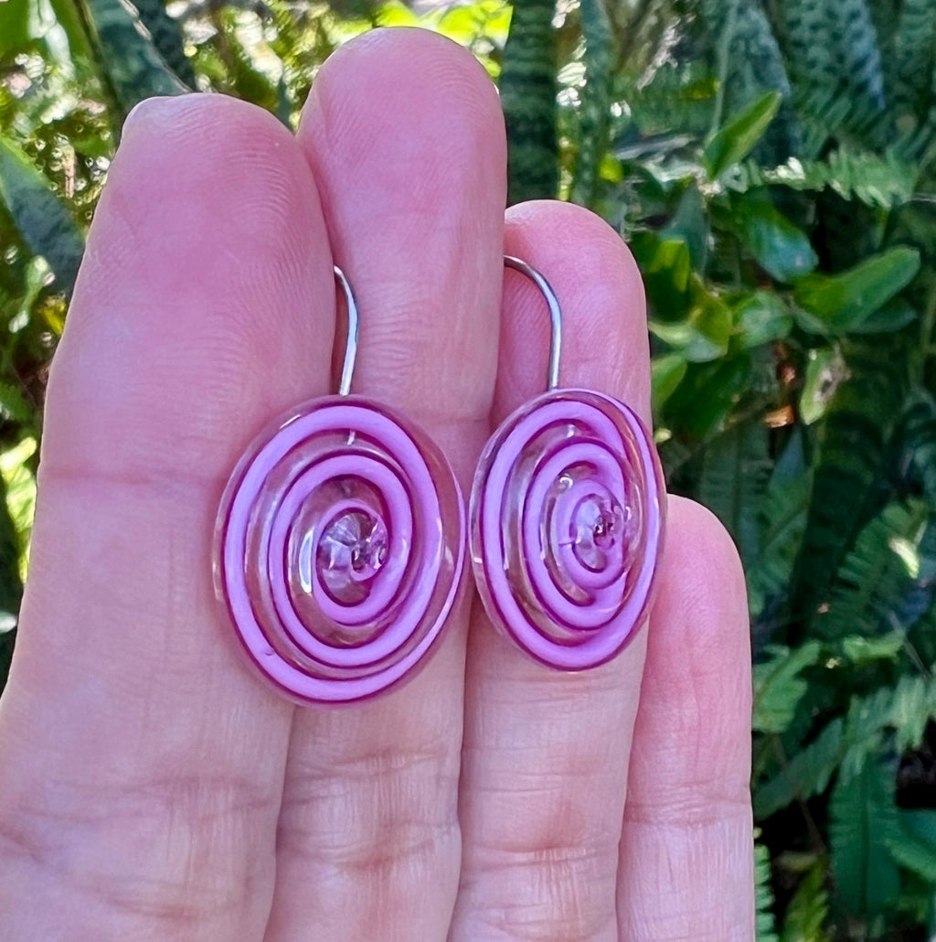 Pink Swirl Glass Earrings