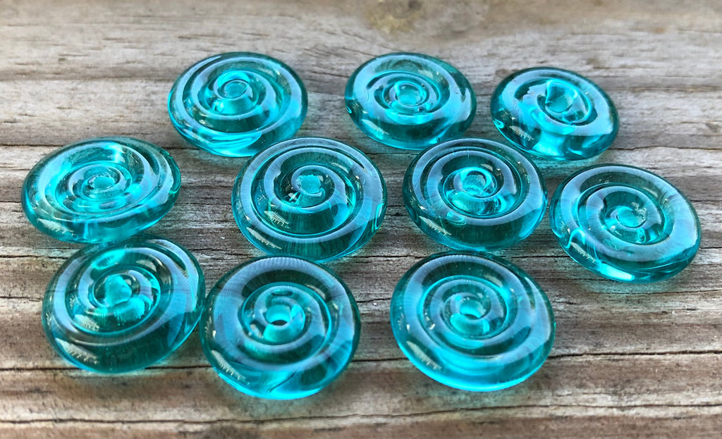 Teal Small Lampwork Glass Spacer Disc Beads