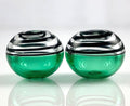 Emerald Green Glass Hollow Bead Pair