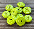 Pea Green Glass Disc Beads