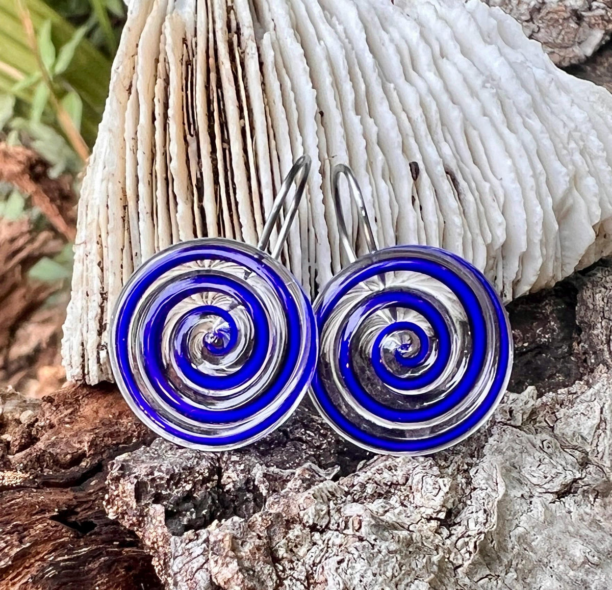 Blue Swirl Glass Earrings