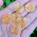 Yellow and Clear Swirl Lampwork Glass Disc Beads