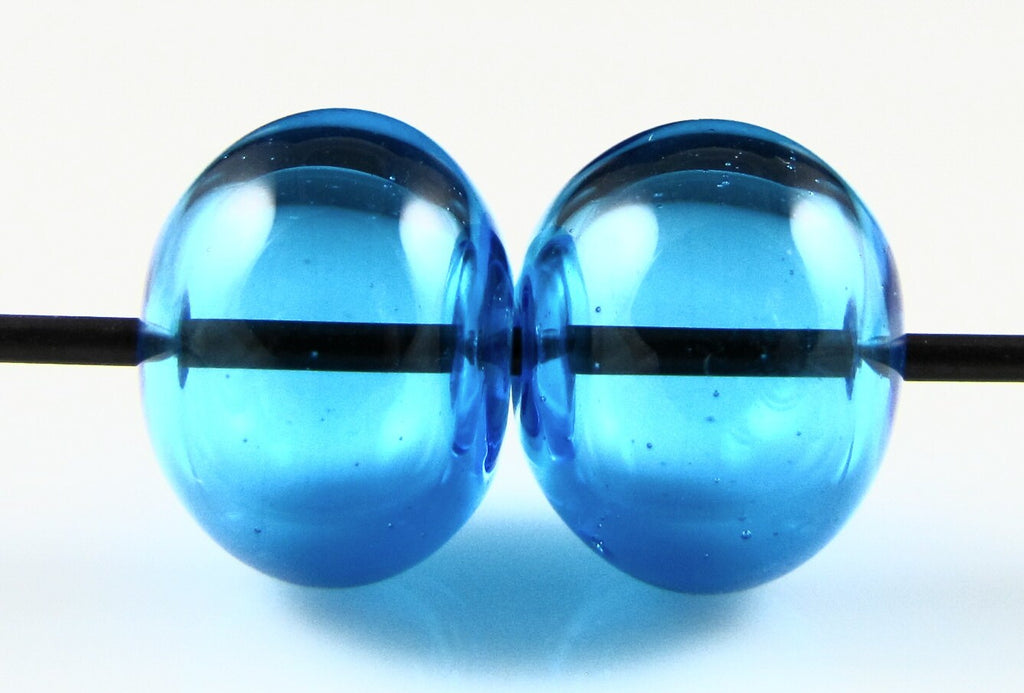 Aqua Hollow Glass Bead Pairs