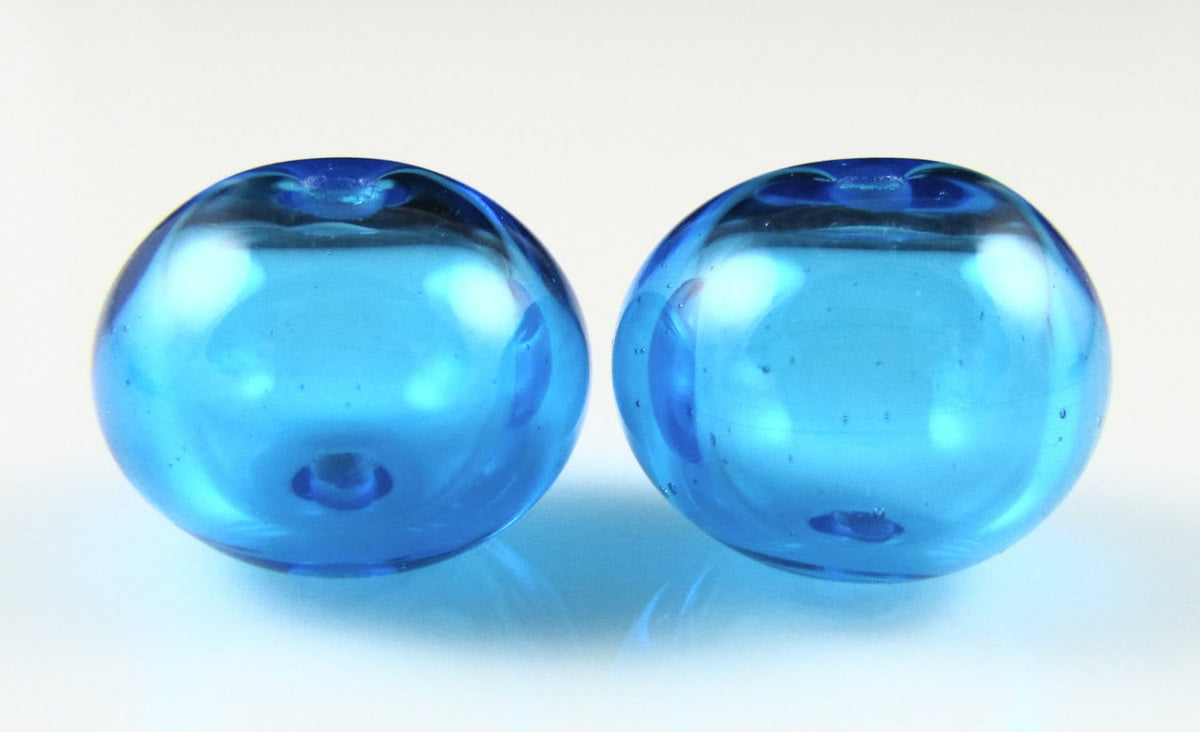 Aqua Hollow Glass Bead Pairs